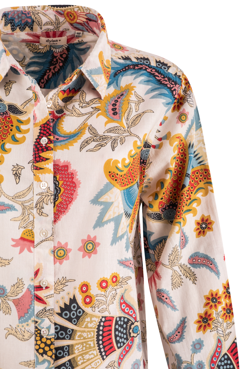 Dylan Washed White Multi Floral Shirt
