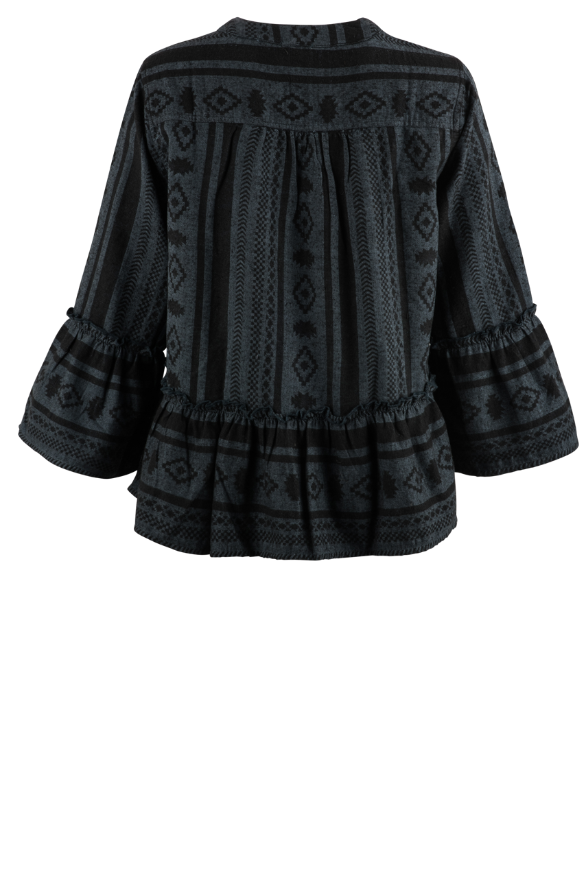 Dylan Woven Jacquard Blouse - Midnight