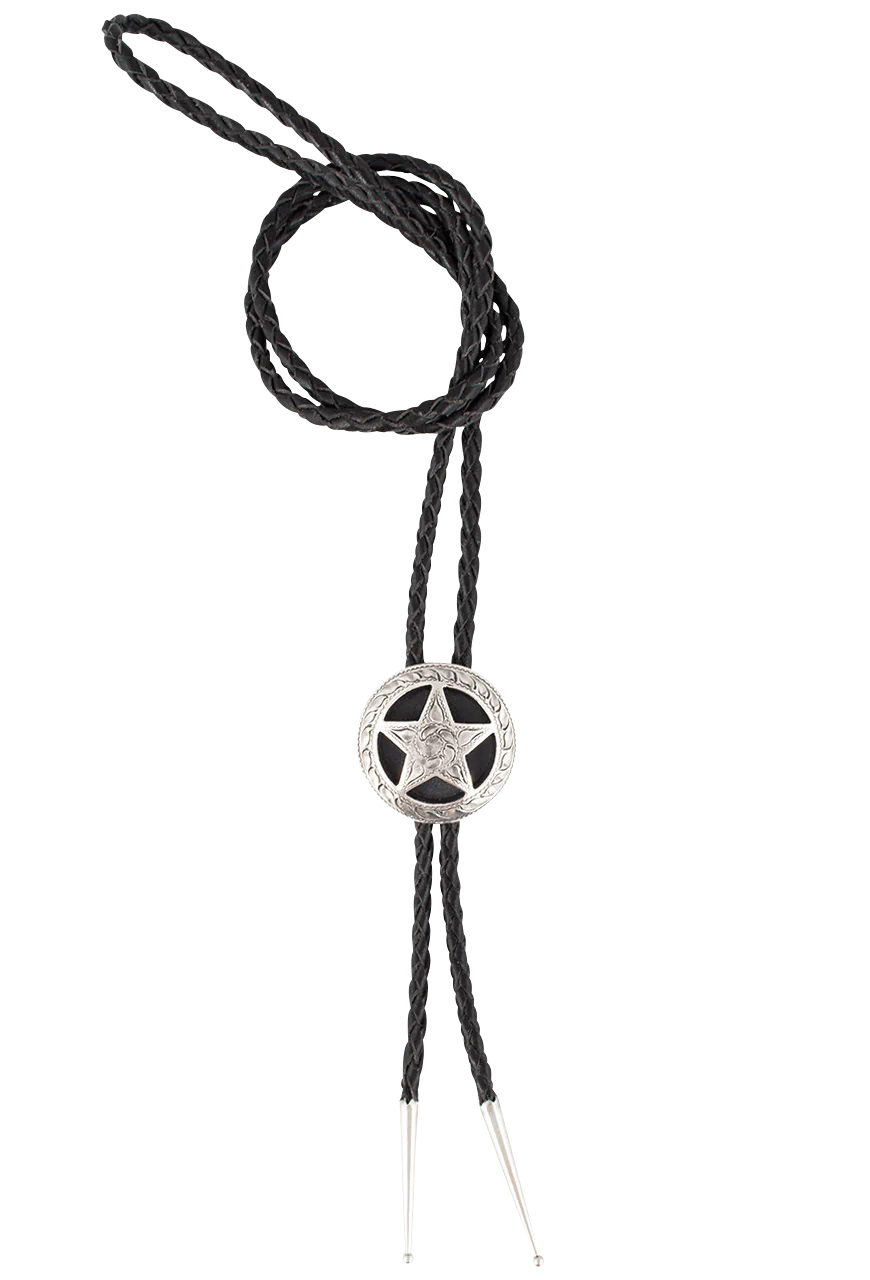 Pinto Ranch Engraved Cinco Peso Bolo Tie
