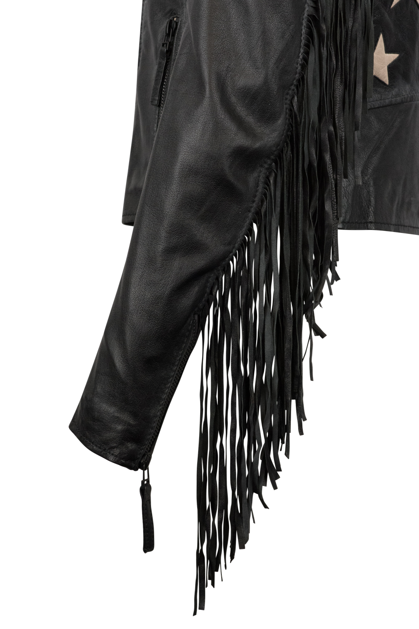 Mauritius Crissy Star & Fringe Lamb Leather Jacket