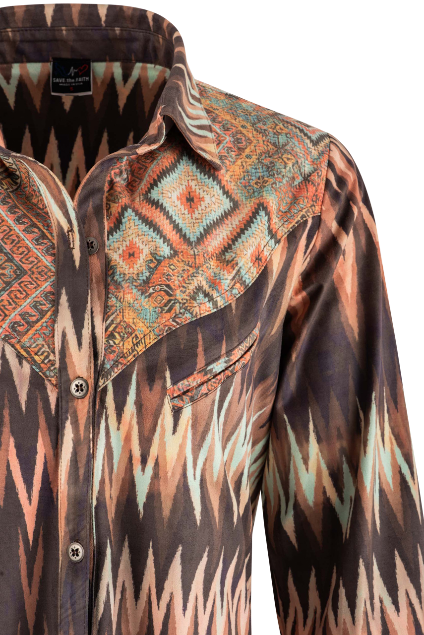 Save the Faith Western Print Shirt