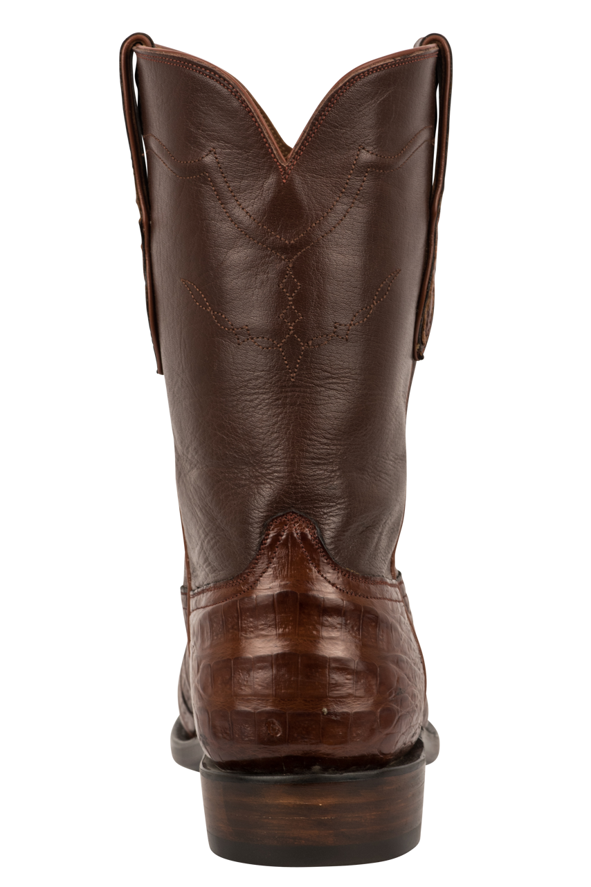 Black Jack Caiman Belly Roper Boots - Dark Cognac