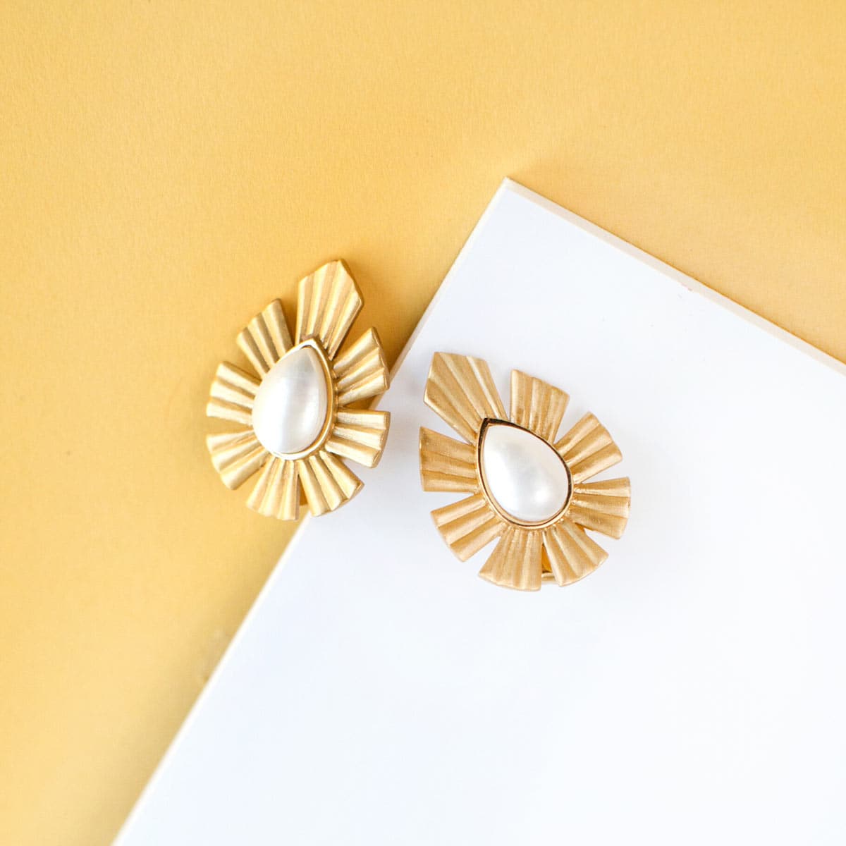 Christina Greene Pearl and Gold Stud Earrings
