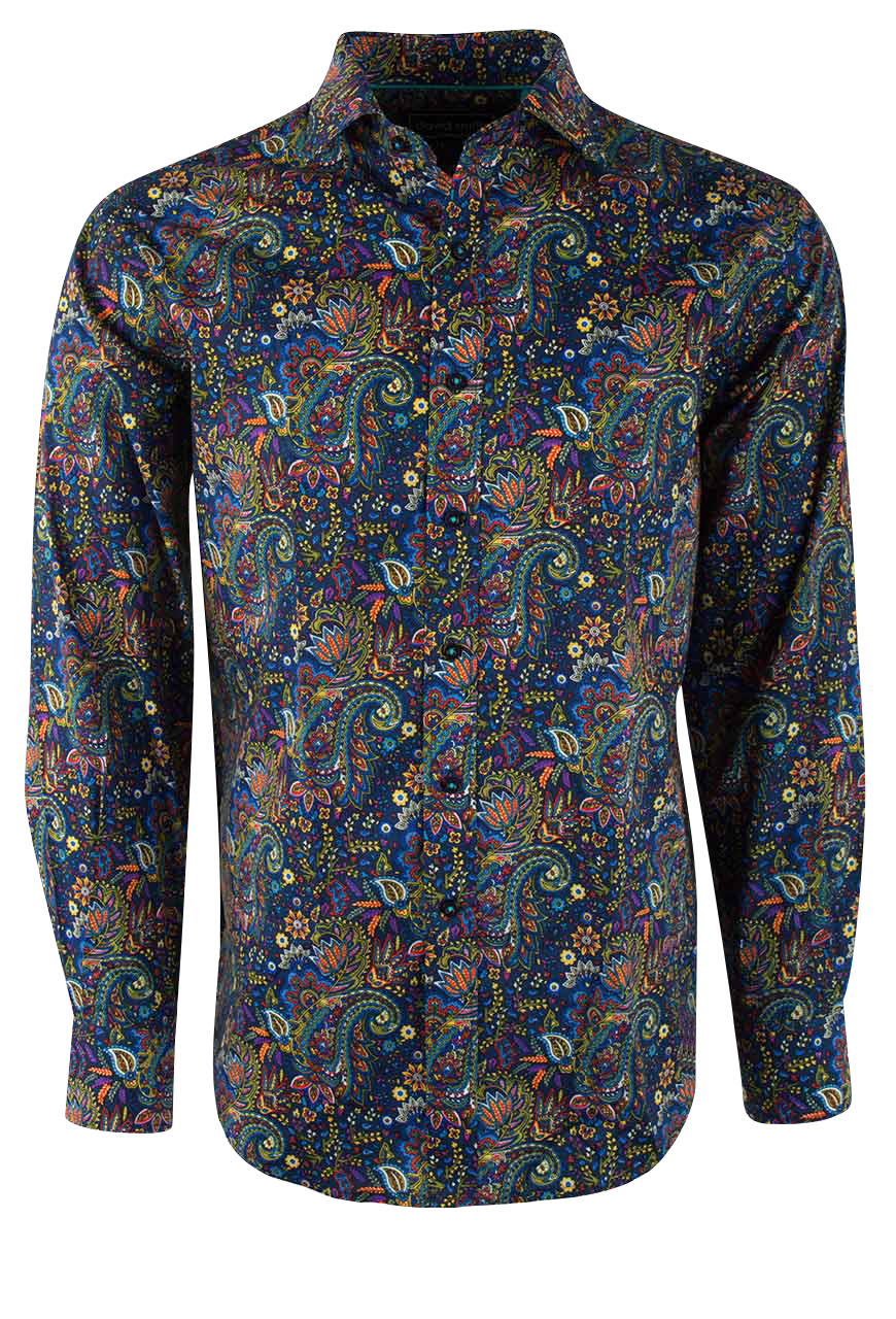 David Smith Australia Navy Paisley Button-Front Shirt