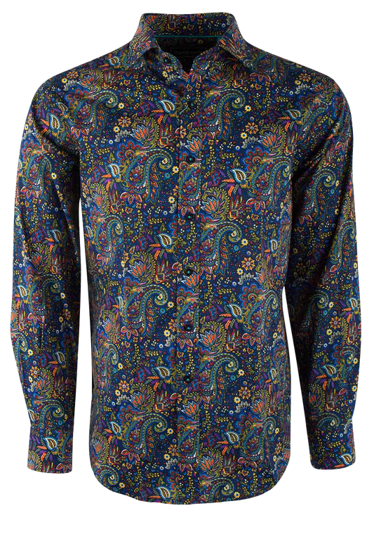 David Smith Australia Navy Paisley Button-Front Shirt