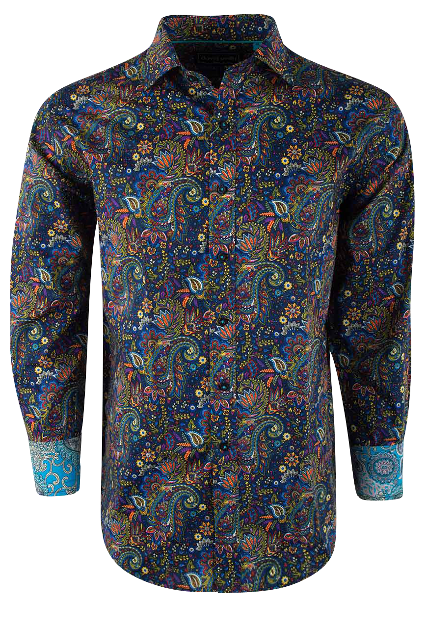 David Smith Australia Navy Paisley Button-Front Shirt