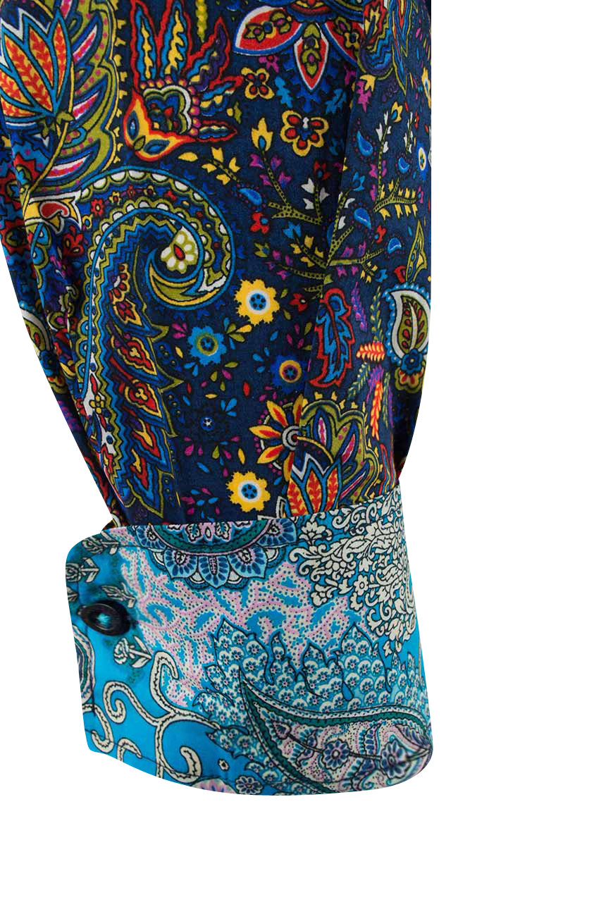 David Smith Australia Navy Paisley Button-Front Shirt