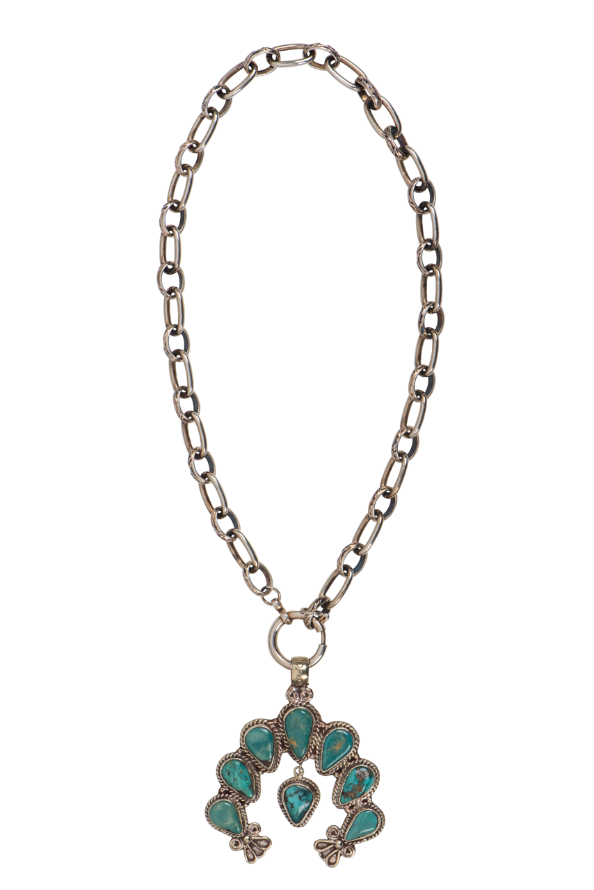 Erin Knight Vintage Turquoise Squash Blossom Necklace