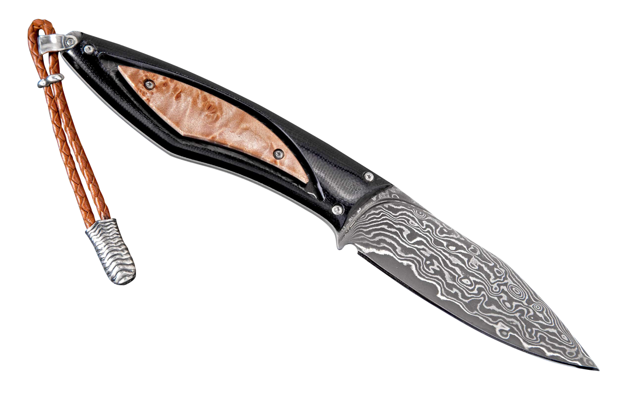 William Henry Raven Burl Fixed Blade Knife