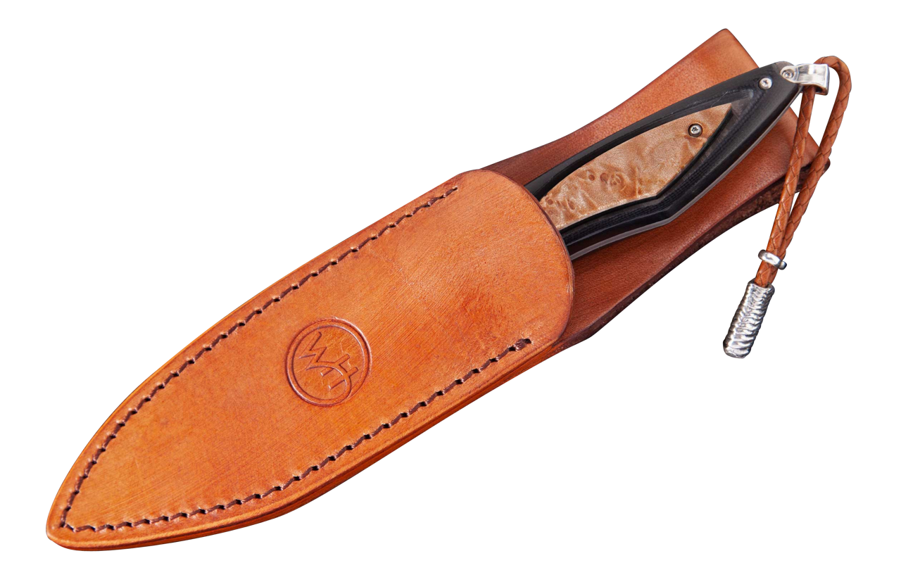 William Henry Raven Burl Fixed Blade Knife