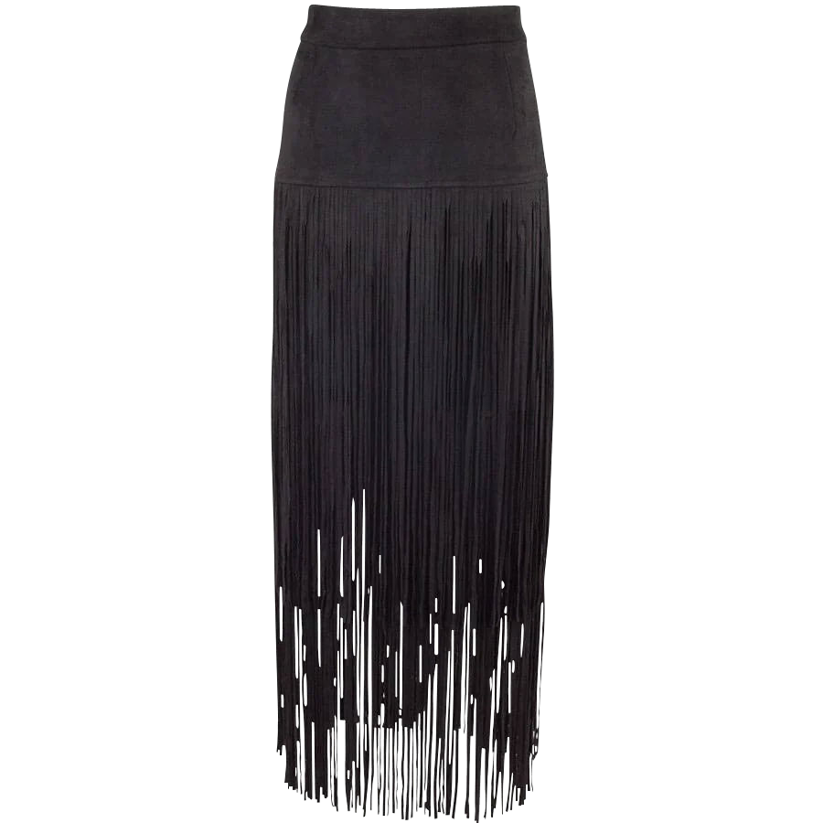 Metallic fringe skirt black online