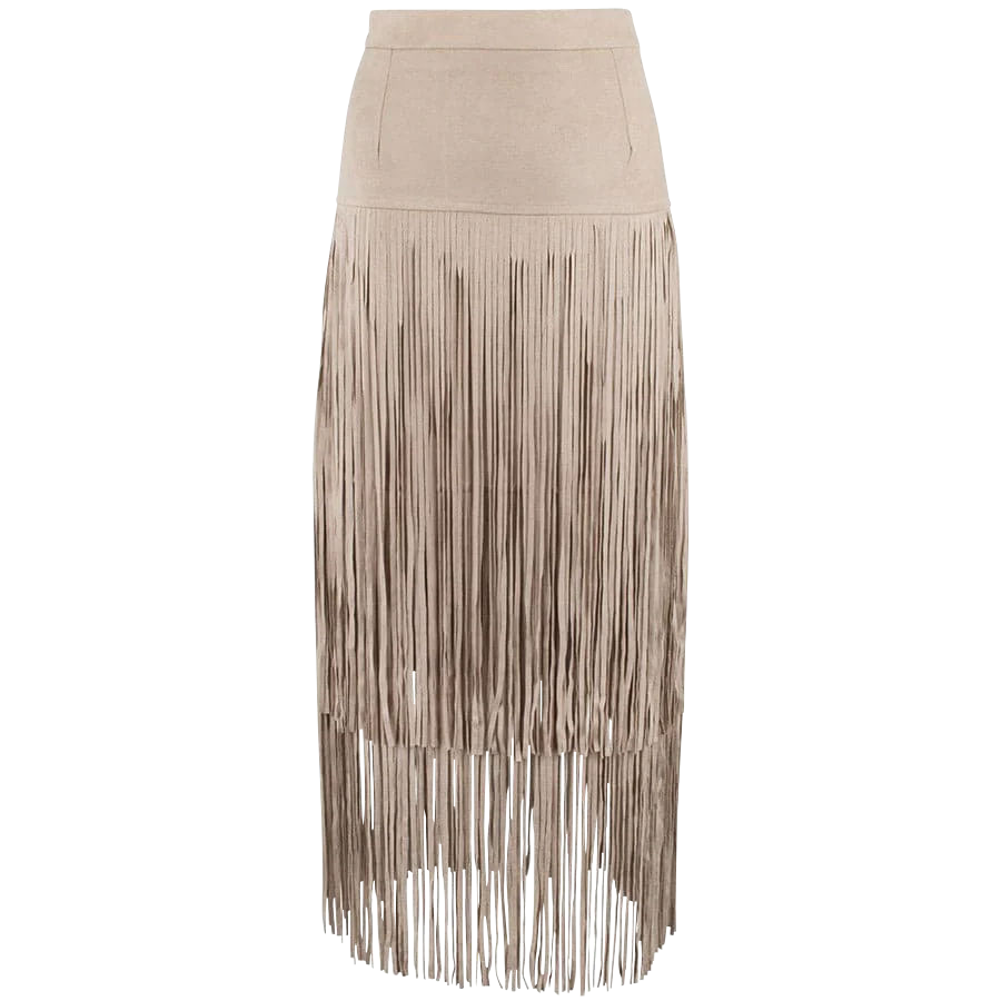 Adore Faux Suede Long Fringe Skirt