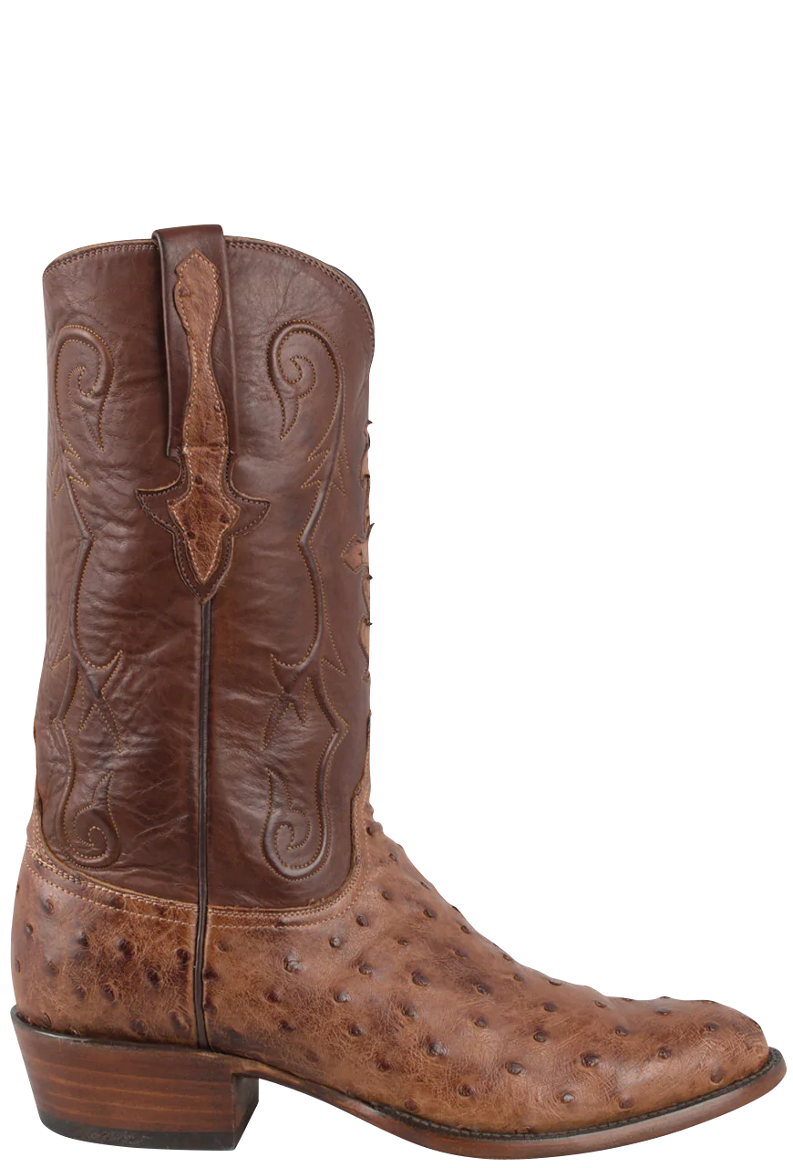 Lucchese Men's Full Quill Ostrich Cowboy Boots - Barnwood