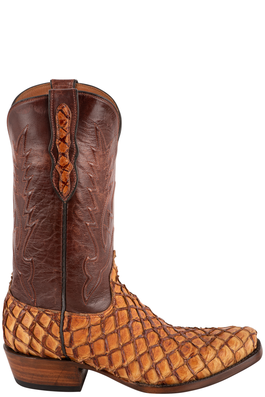 Black Jack Men's Exclusive Pirarucu Cowboy Boots - Ginger Chestnut