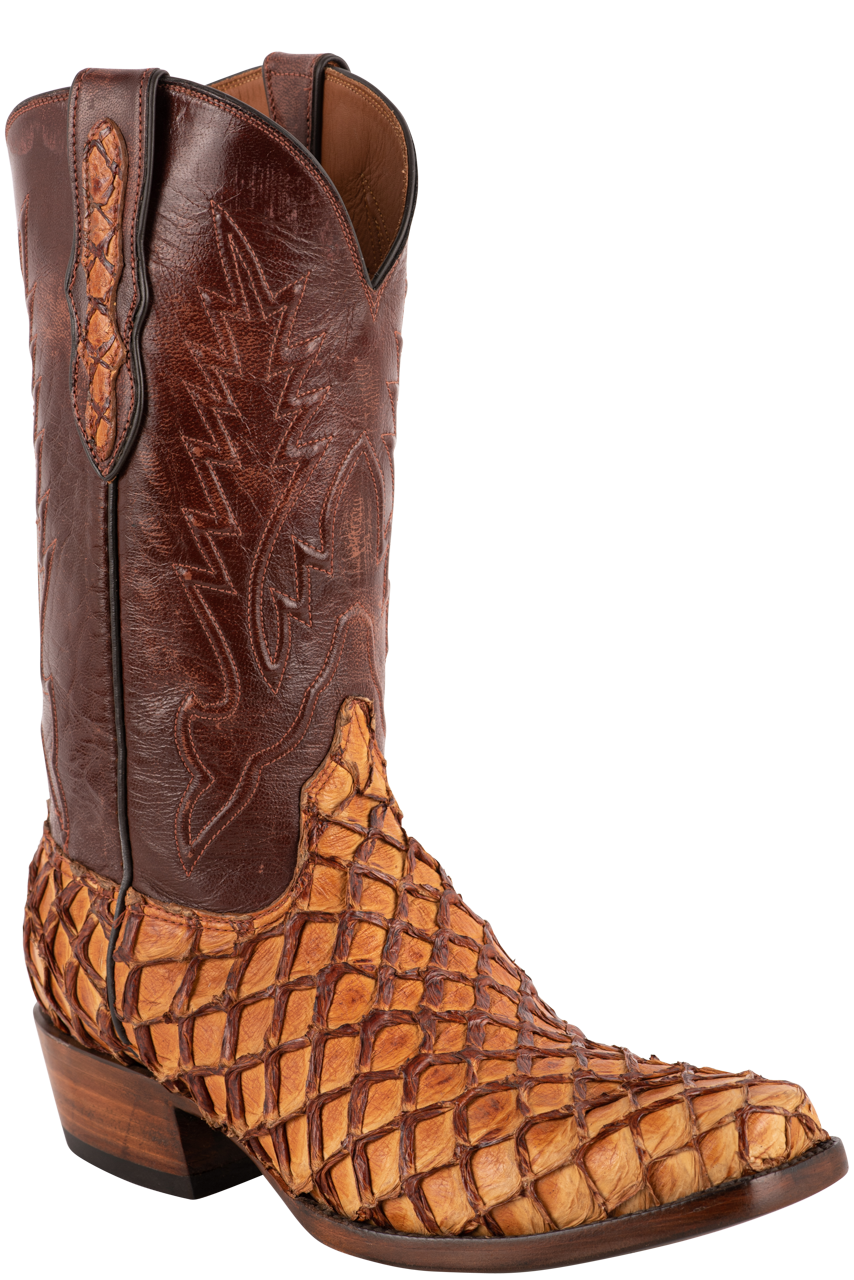 Black Jack Men's Exclusive Pirarucu Cowboy Boots - Ginger Chestnut