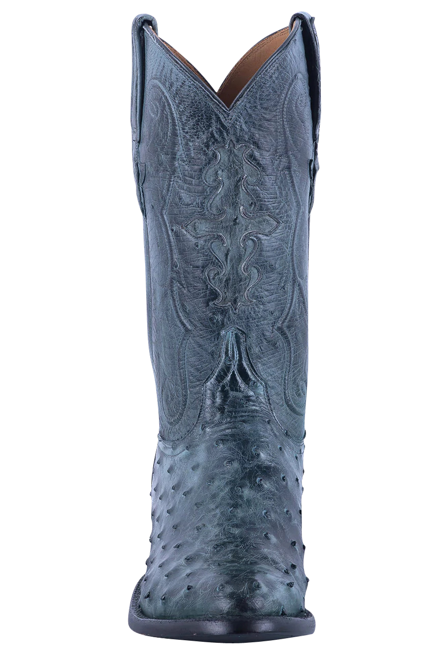 Lucchese Men's Full Quill & Smooth Ostrich Cowboy Boots - Anthracite