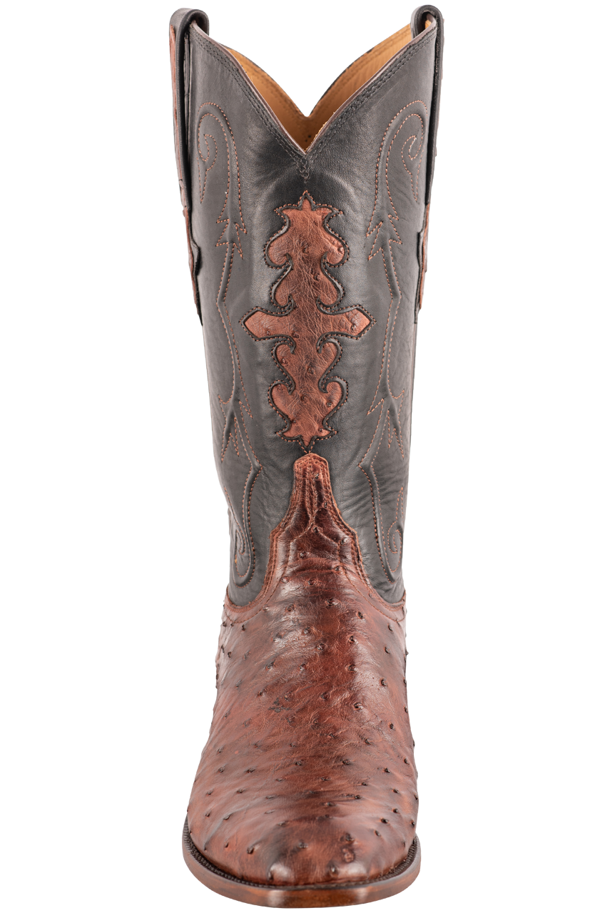 Lucchese Men's Full Quill Ostrich Cowboy Boots - Antique Mahogany