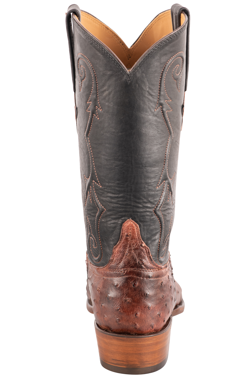 Lucchese Men's Full Quill Ostrich Cowboy Boots - Antique Mahogany