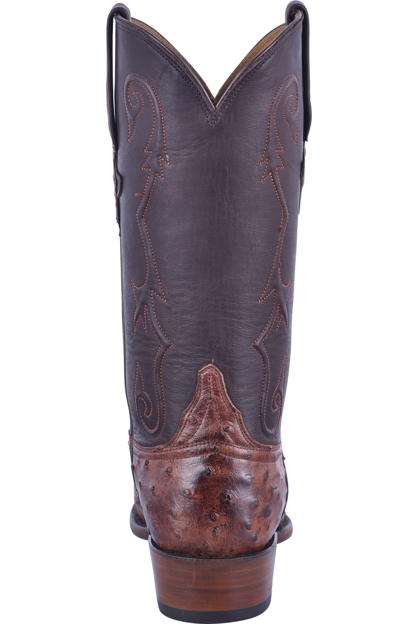 Lucchese Men's Full Quill Ostrich Cowboy Boots - Antique Chocolate