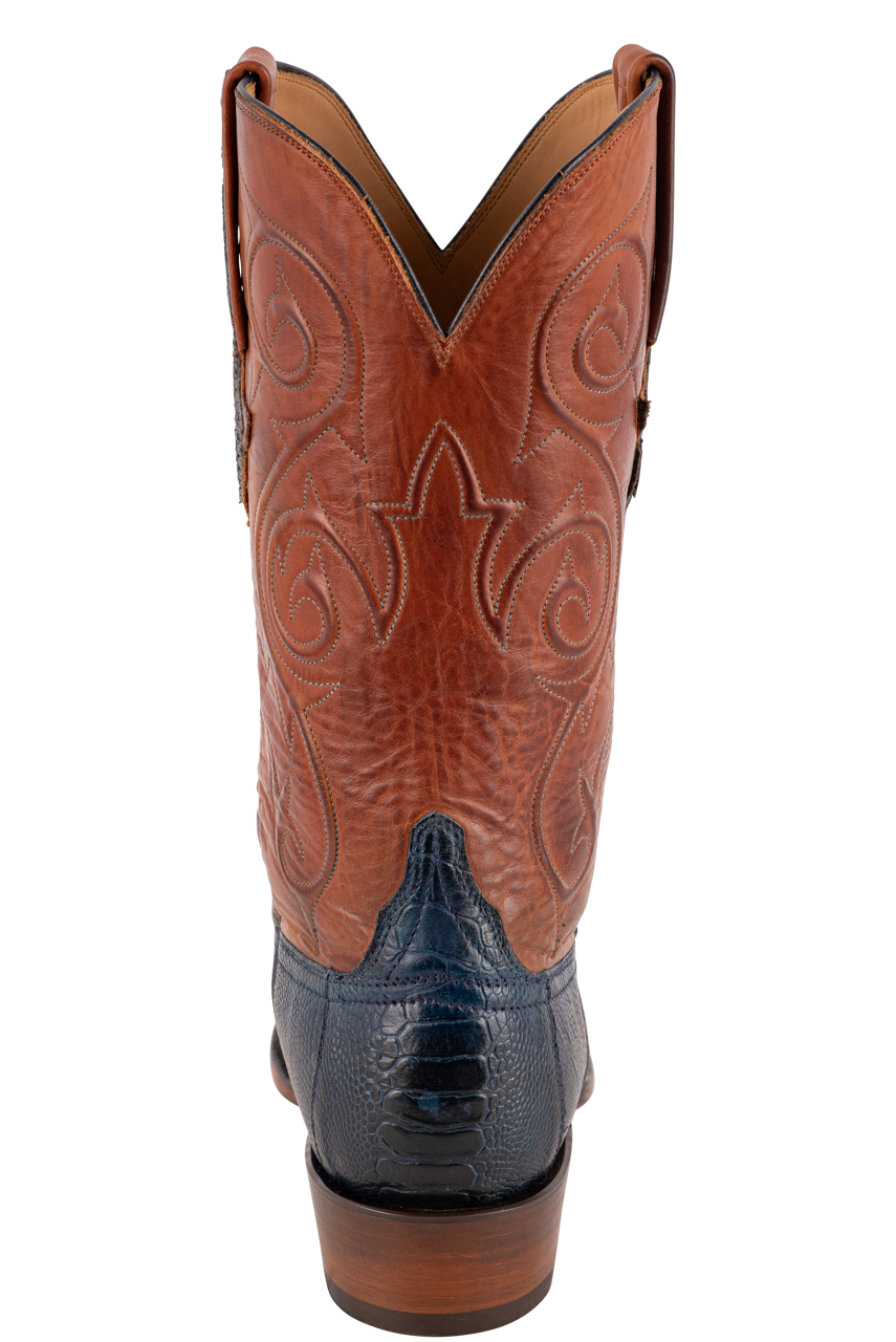 Lucchese Men's Ostrich Leg Red River Cowboy Boots - Antique Navy