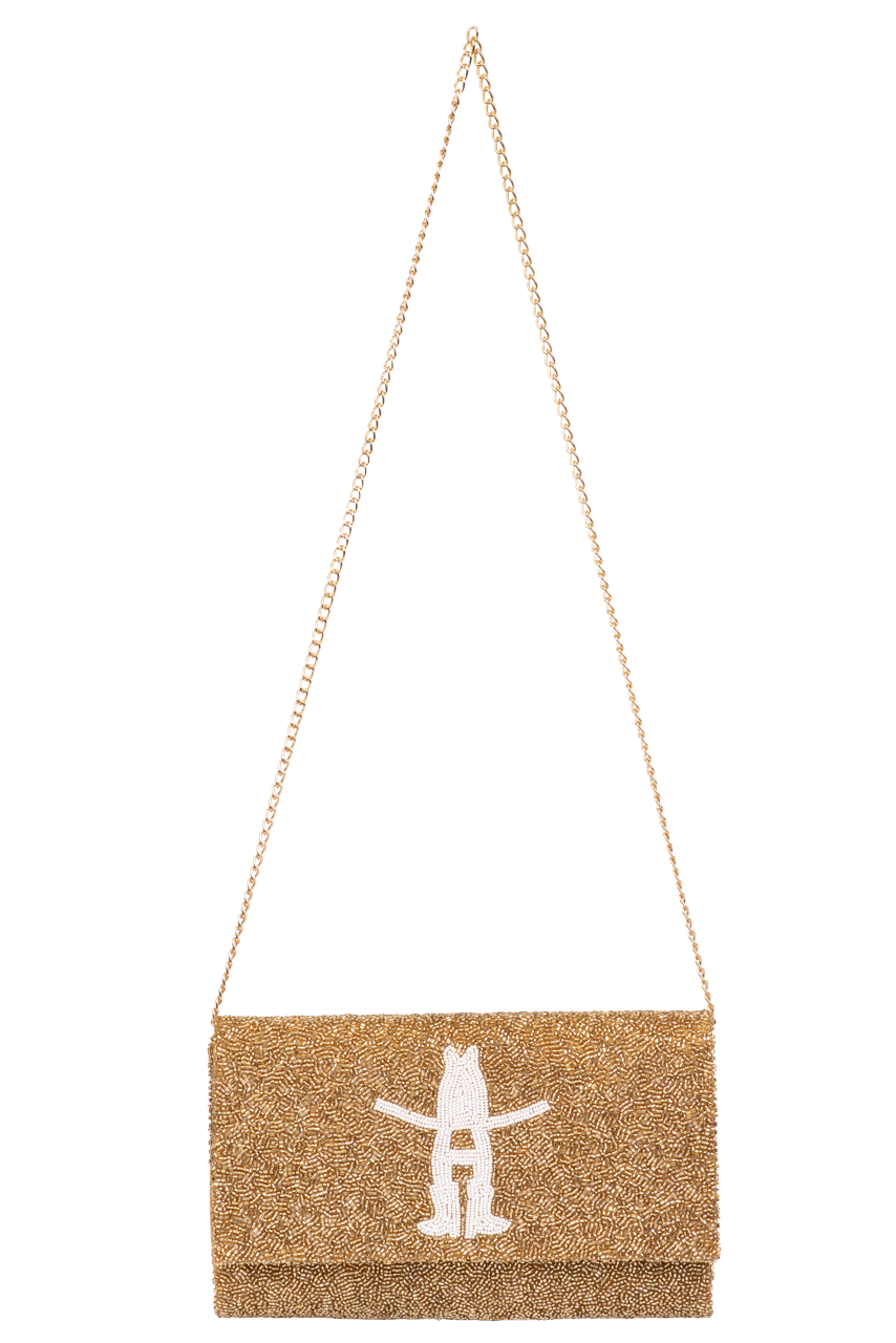 Christina Greene Houston Rodeo Beaded Clutch Bag - Gold