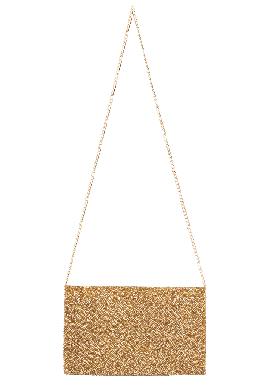 Christina Greene Houston Rodeo Beaded Clutch Bag - Gold