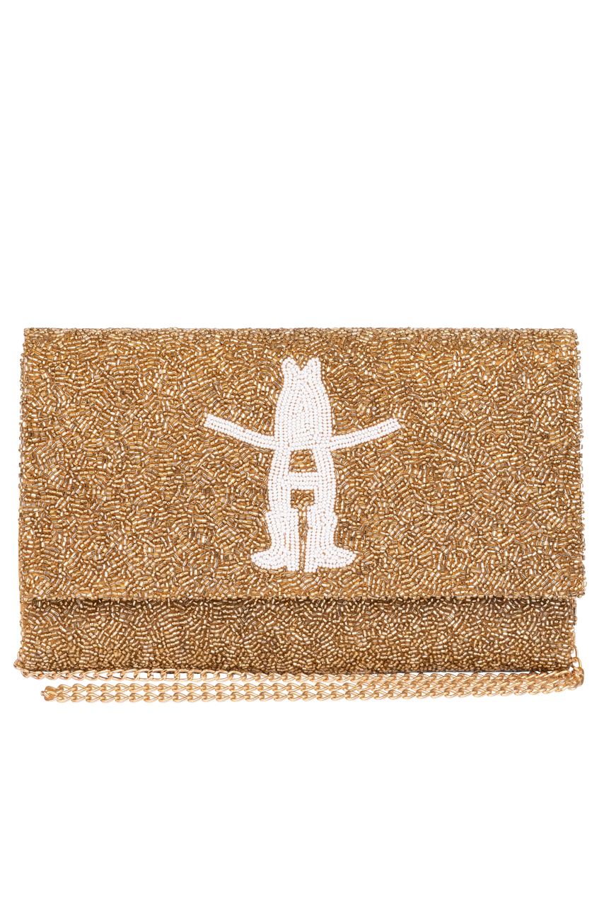 Christina Greene Houston Rodeo Beaded Clutch Bag - Gold