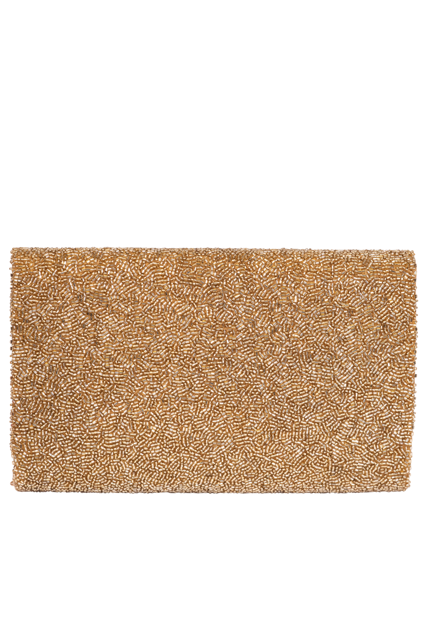 Christina Greene Houston Rodeo Beaded Clutch Bag - Gold