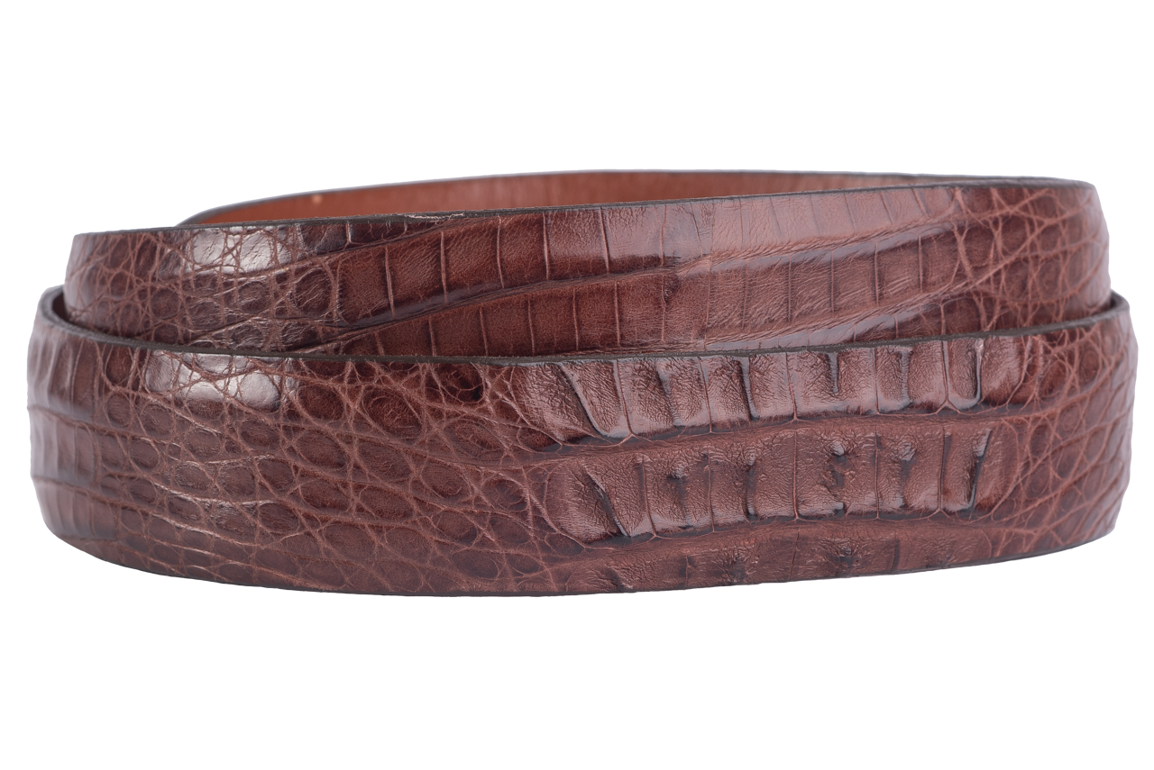 Chacon 1.25" Hornback Crocodile Tapered Belt Strap