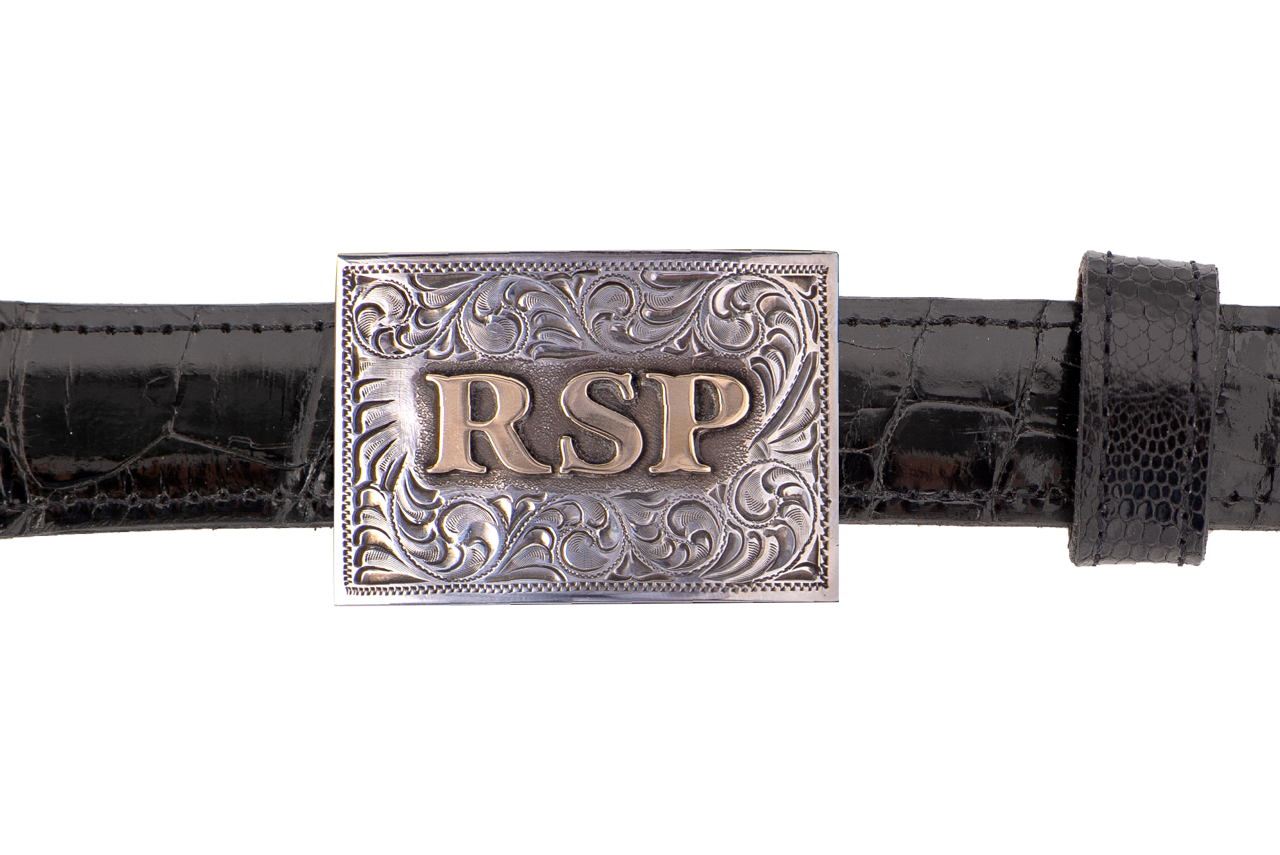 Pinto Ranch 1" Sterling Silver & 14K Gold Personalized Trophy Buckle