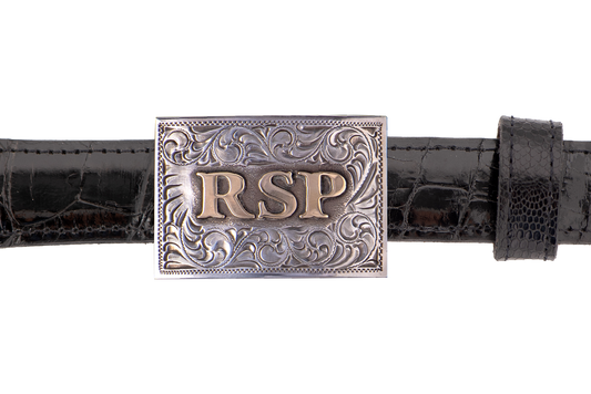 Pinto Ranch 1" Sterling Silver & 14K Gold Personalized Trophy Buckle
