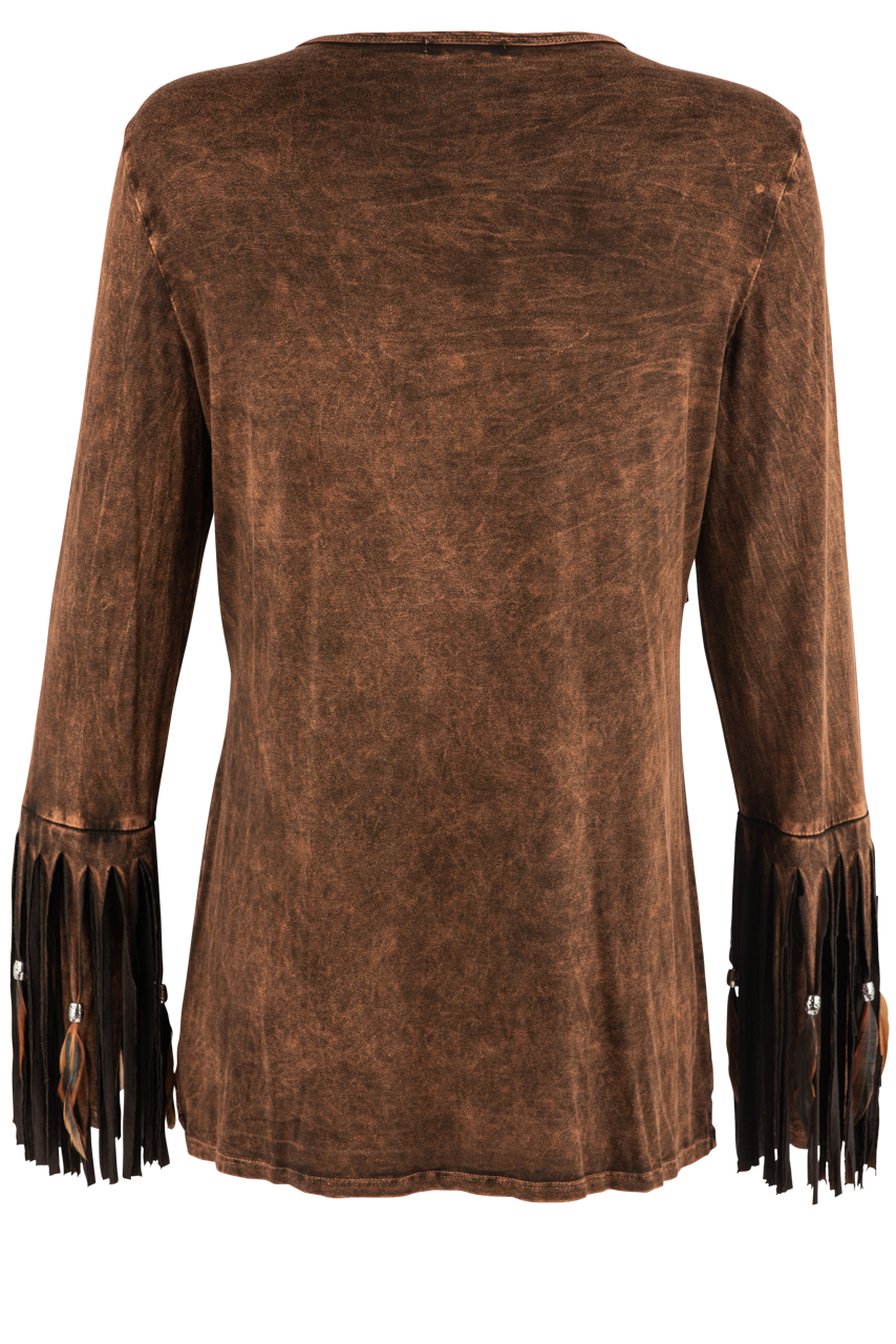 Pat Dahnke Feather Fringe Shawl Jacket - Brown