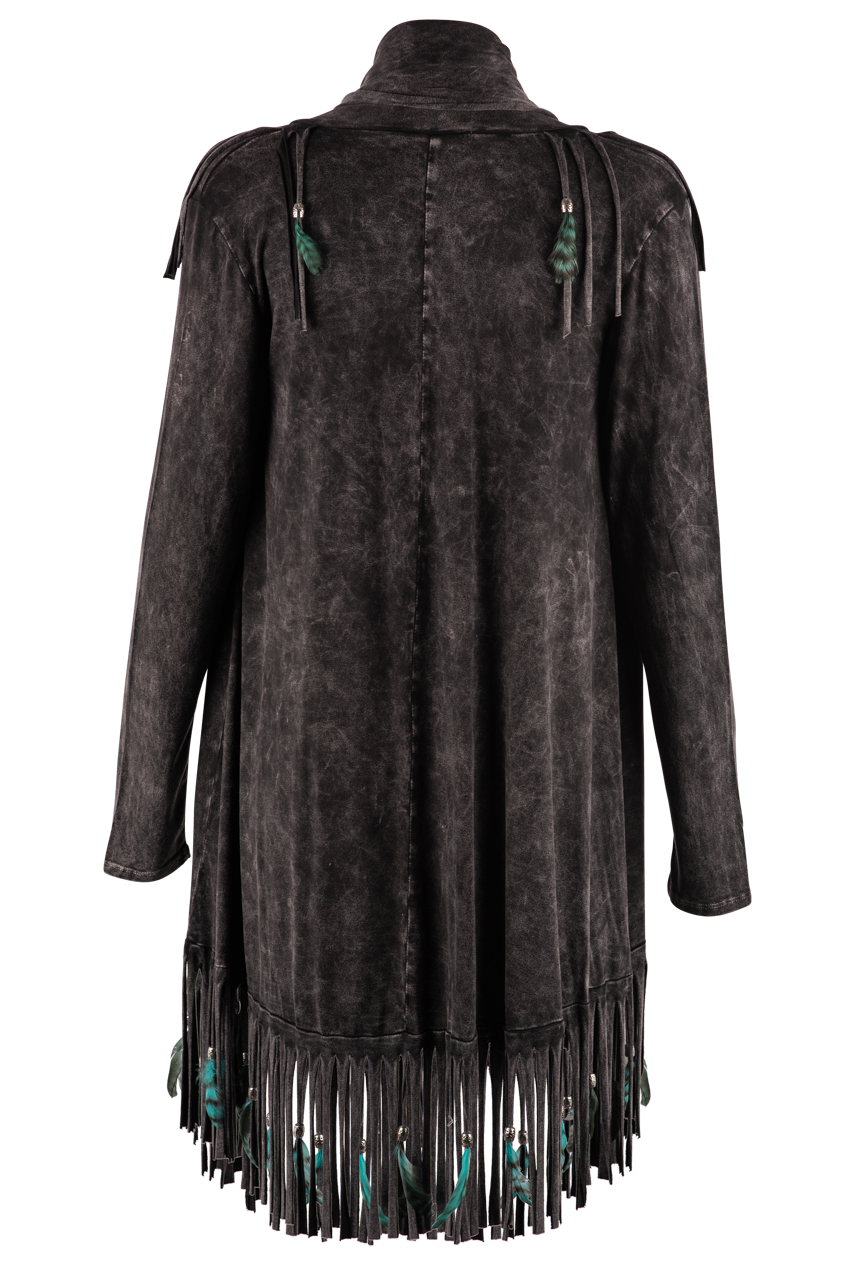 Pat Dahnke Black Fringe Shawl Jacket