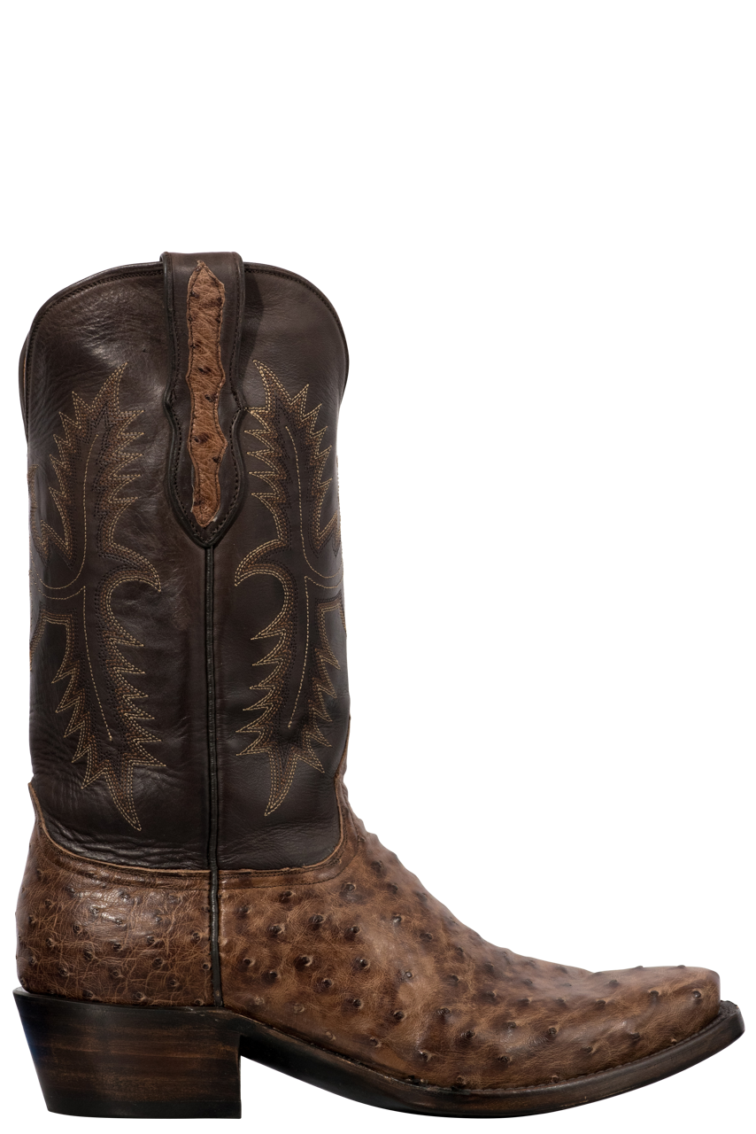 Black Jack Men's Kango Bruciato Full Quill Ostrich Cowboy Boots - Chocolate