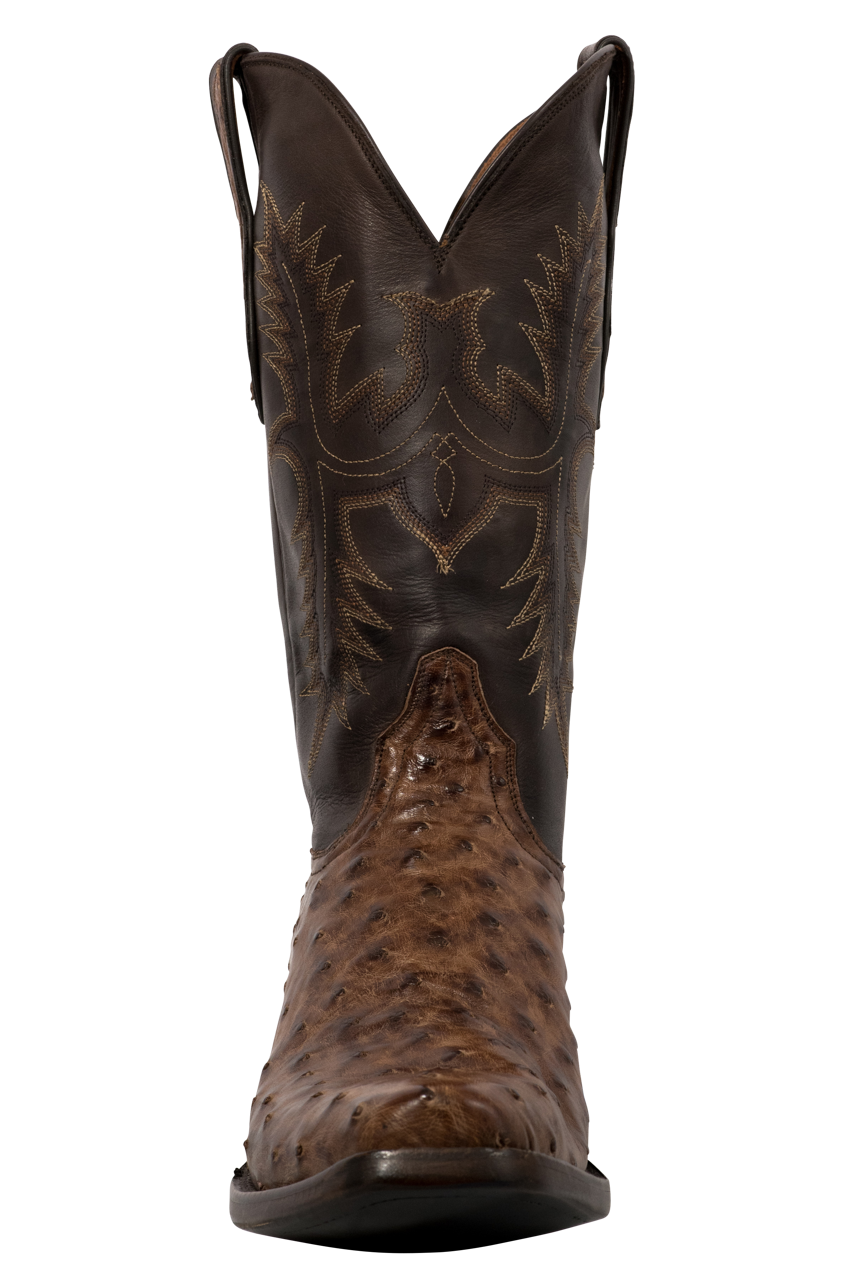 Black Jack Kango Bruciato Full Quill Ostrich Cowboy Boots - Chocolate