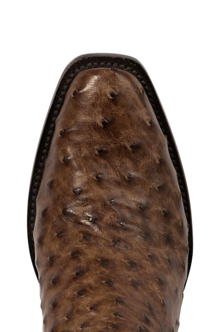 Black Jack Kango Bruciato Full Quill Ostrich Cowboy Boots - Chocolate