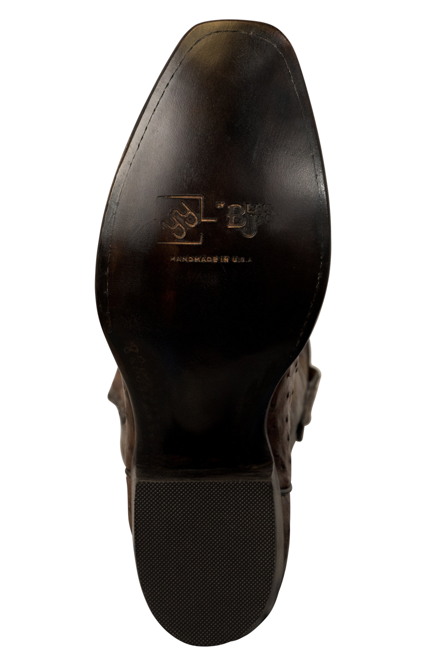 Black Jack Kango Bruciato Full Quill Ostrich Cowboy Boots - Chocolate