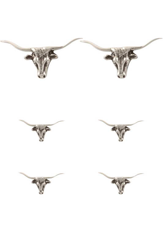 Pinto Ranch Silver Longhorn Cufflinks & Stud Set