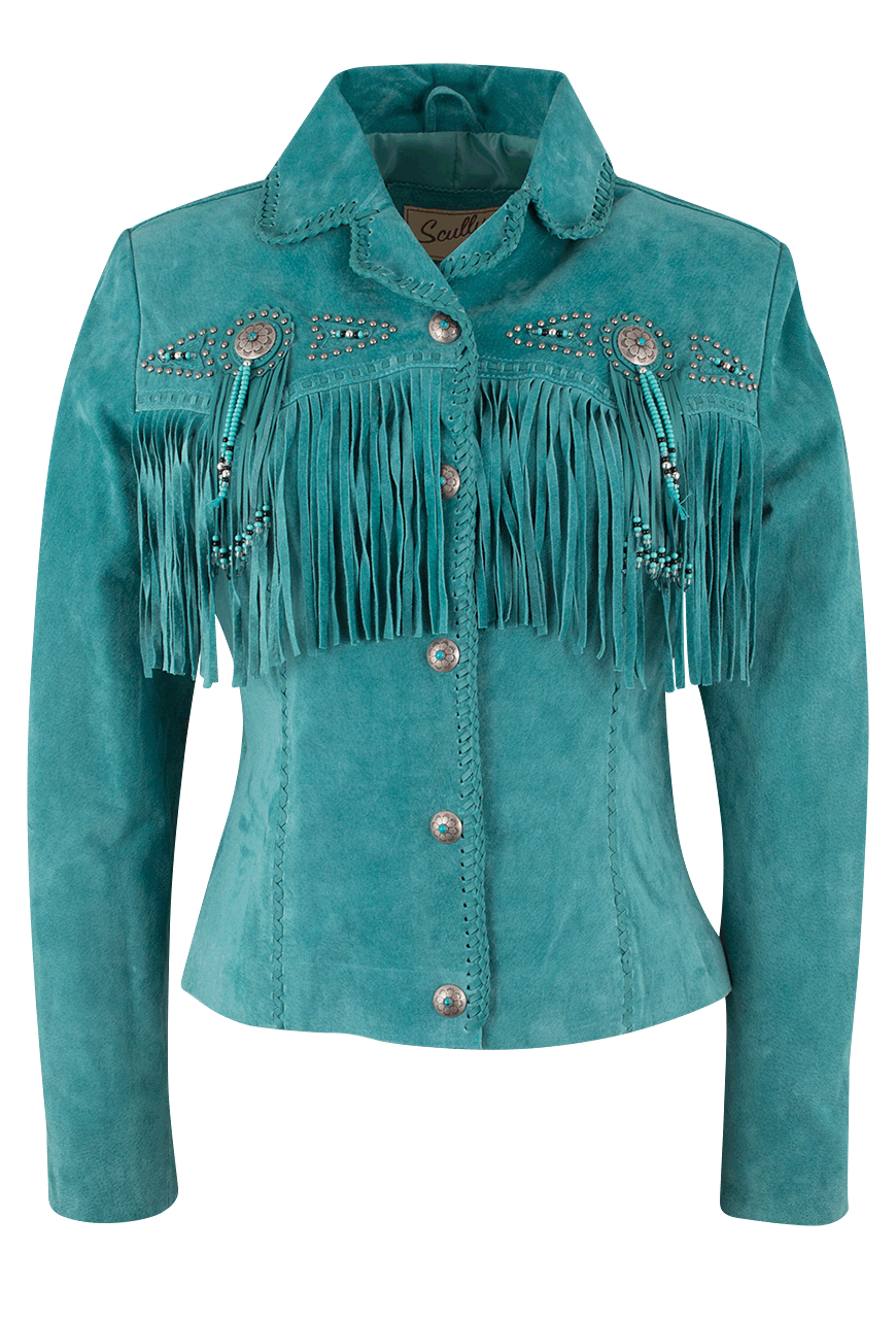 Turquoise fringe jacket hot sale