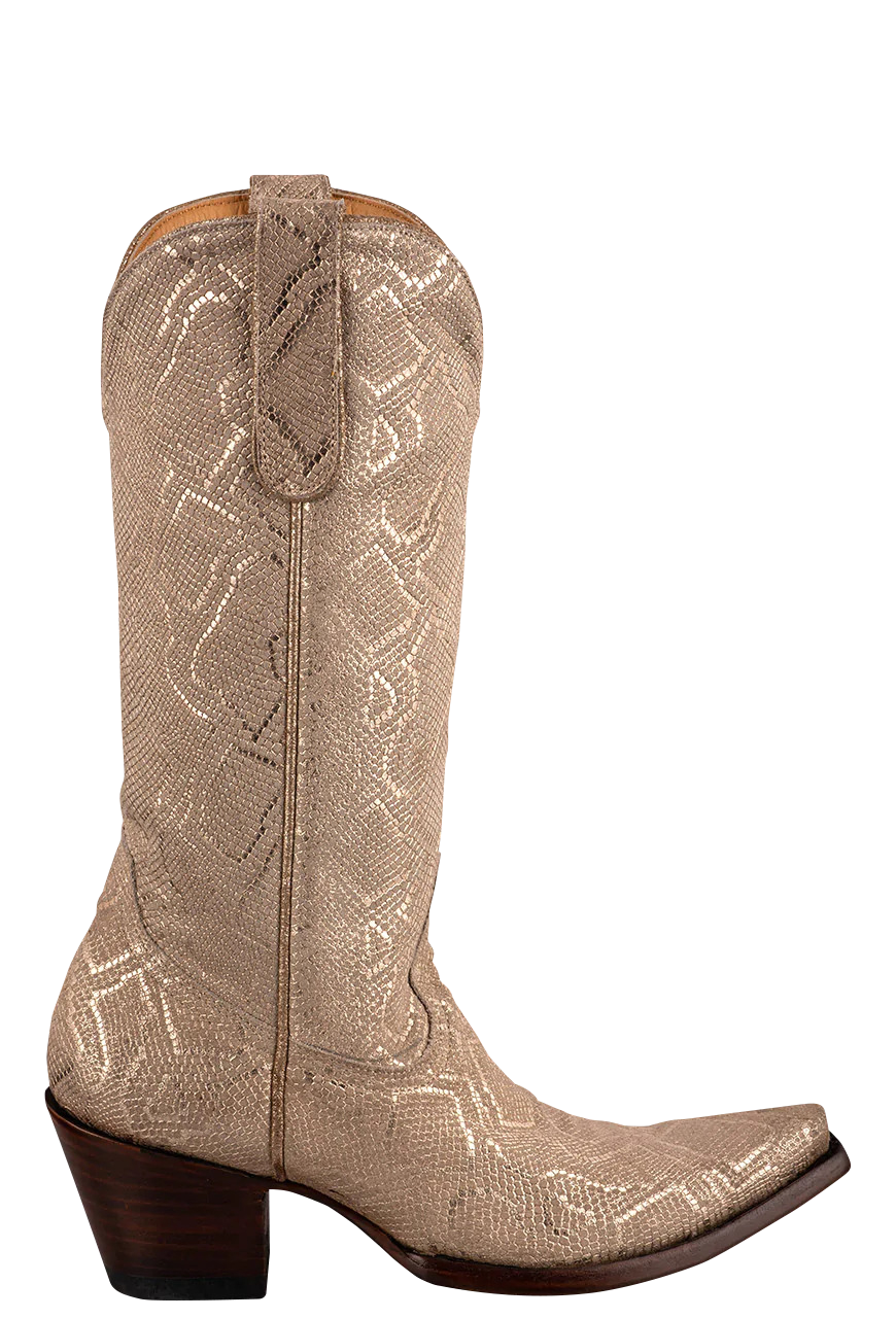 Old Gringo Women's Goat Cersei Snakeskin Boots - Gold Beige