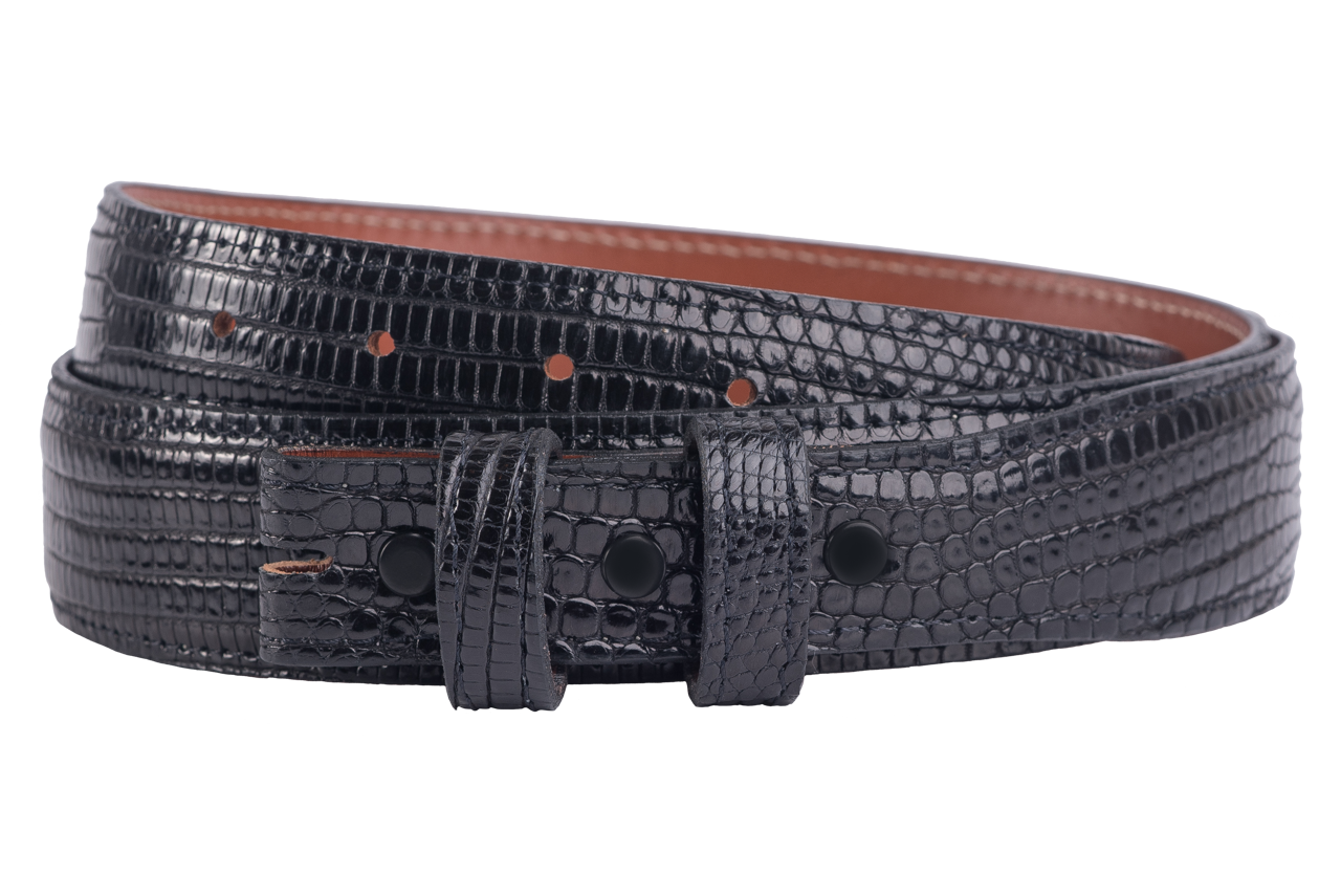 Chacon Lizard Tapered Belt Strap - Black
