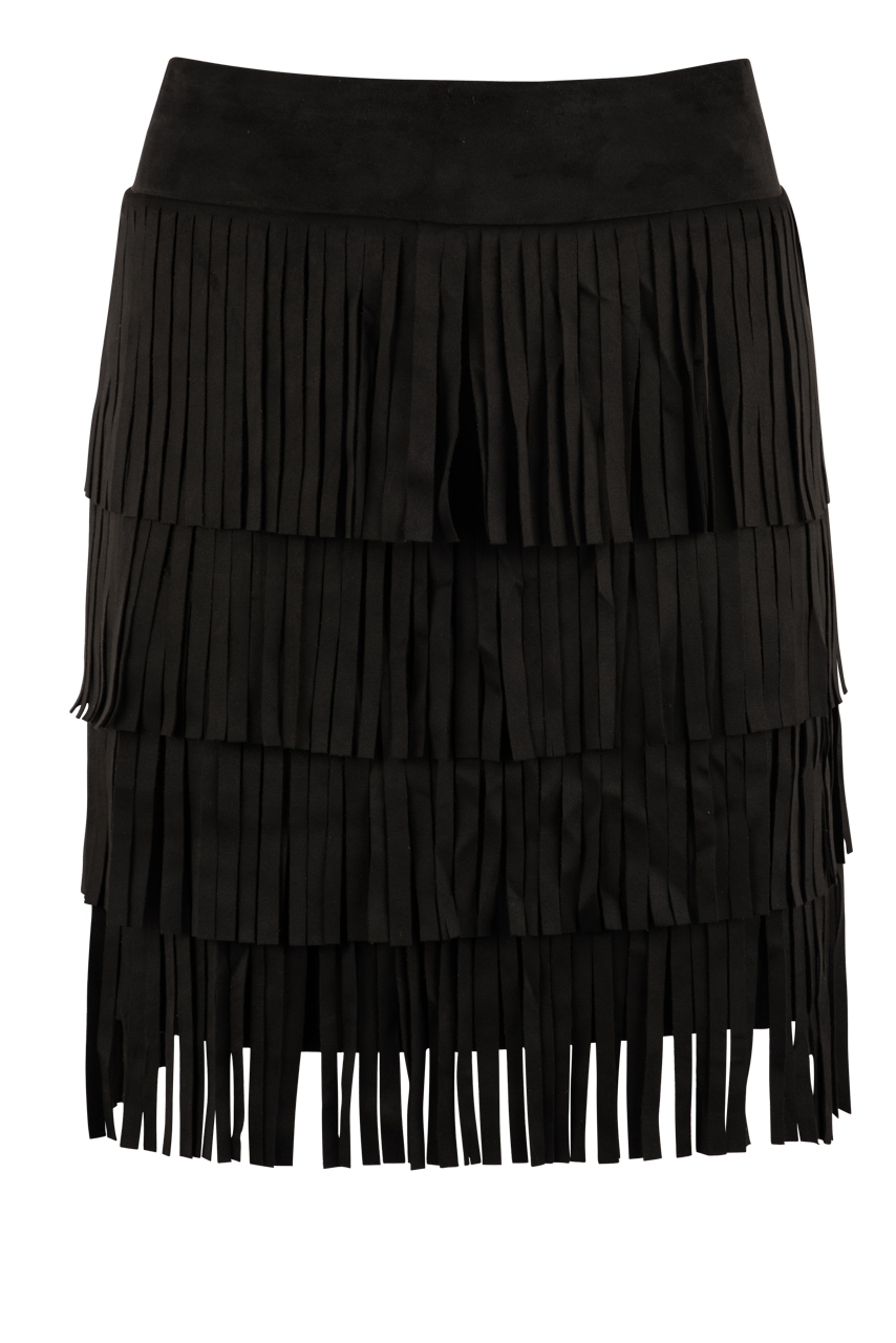 W.A.Y. Faux Suede Fringe Skirt