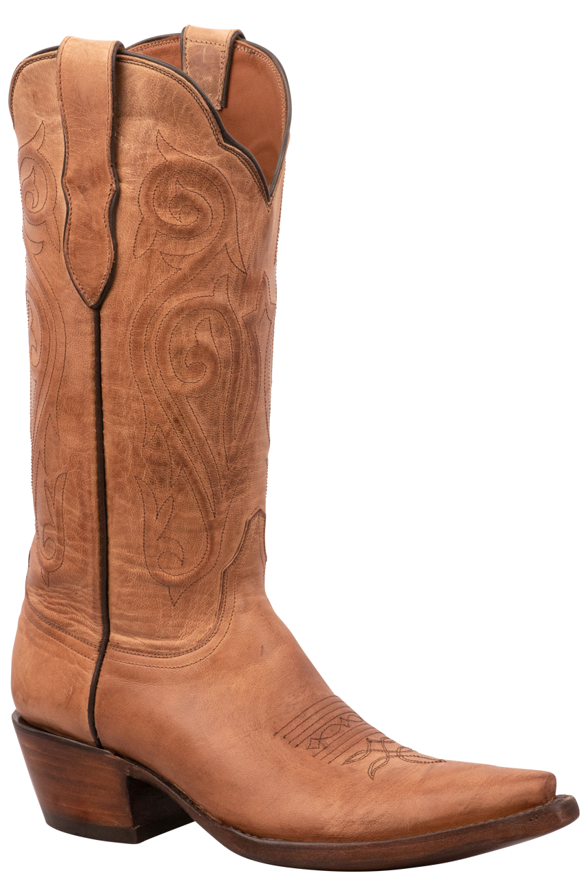 Black Jack Goat Leather Cowgirl Boots - Tan