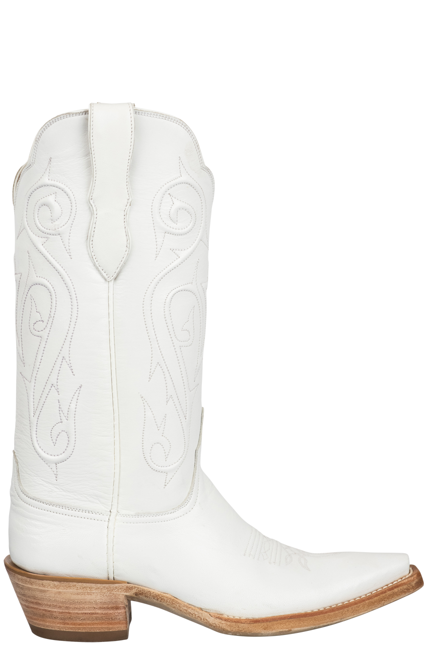 Black Jack Goat Leather Cowgirl Boots - White
