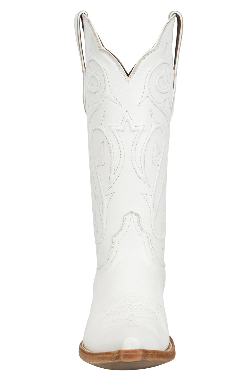 Black Jack Goat Leather Cowgirl Boots - White