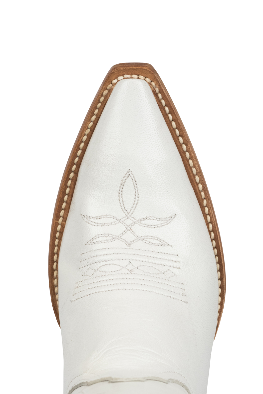 Black Jack Goat Leather Cowgirl Boots - White