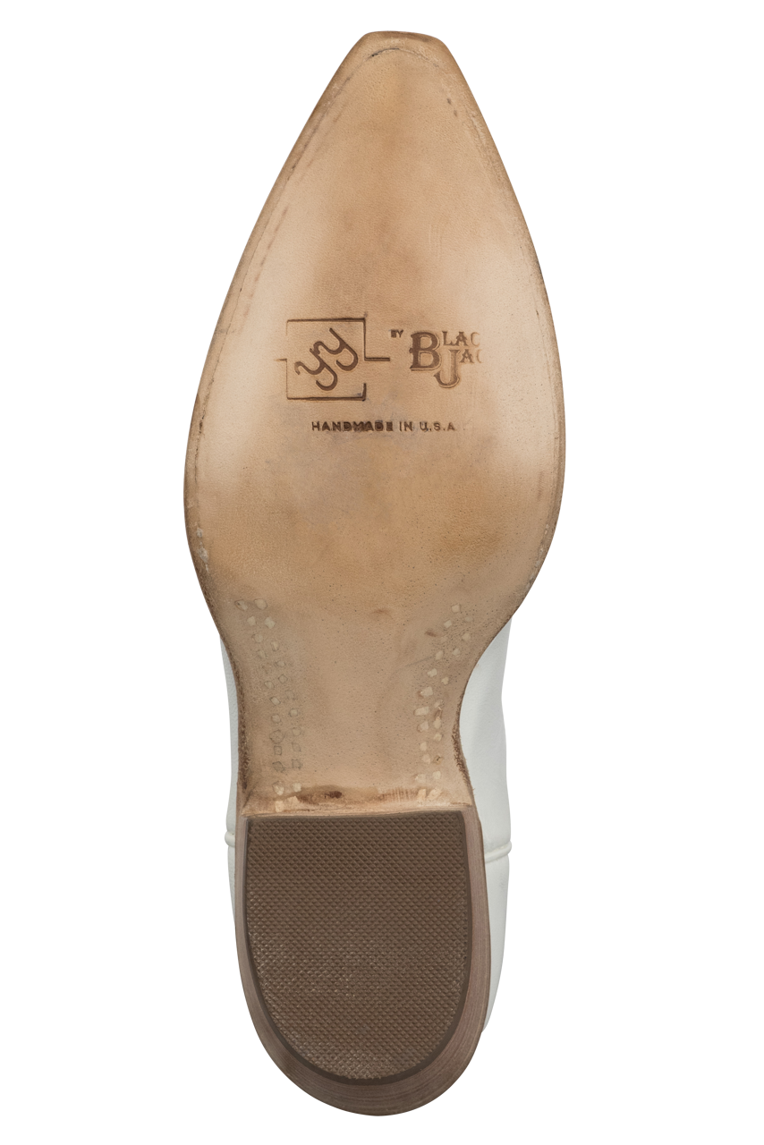 Black Jack Goat Leather Cowgirl Boots - White