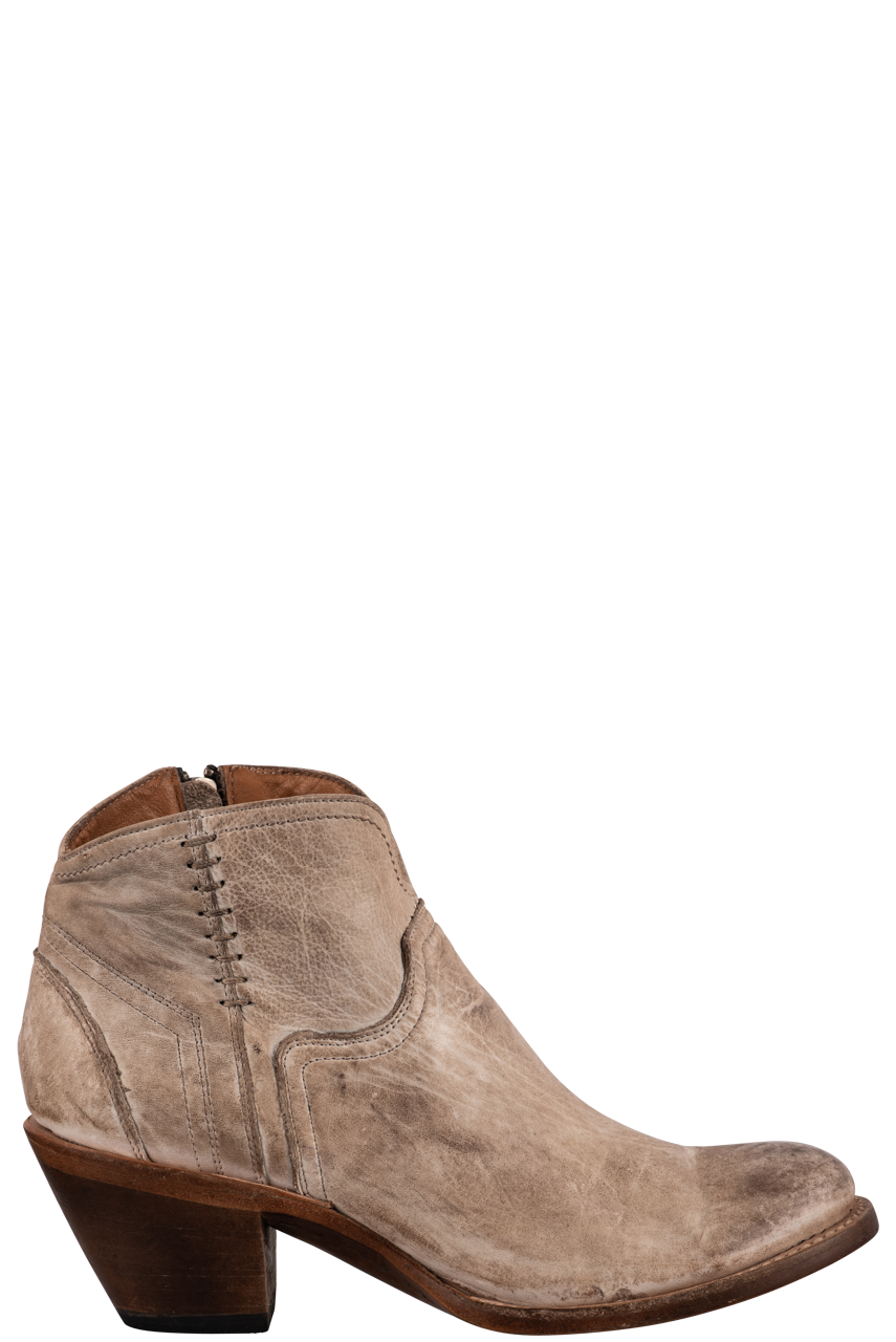 Lucchese Women s Ericka Distressed White Cowgirl Booties Pinto Ranch