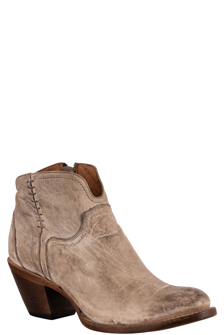 Lucchese Women's Ericka Distressed Cowgirl Booties - White