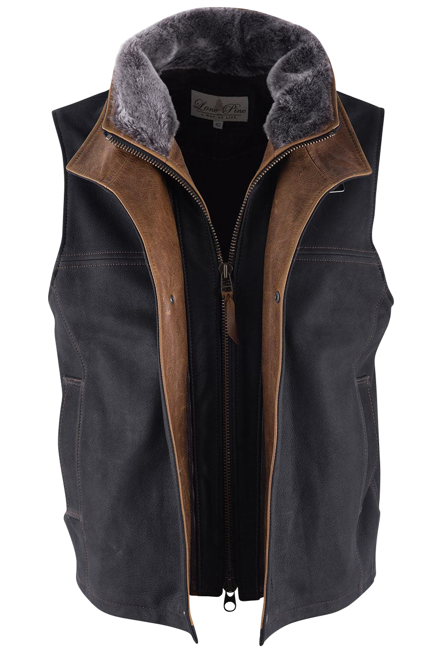 Lone Pine Leather Trekker Vest - Black